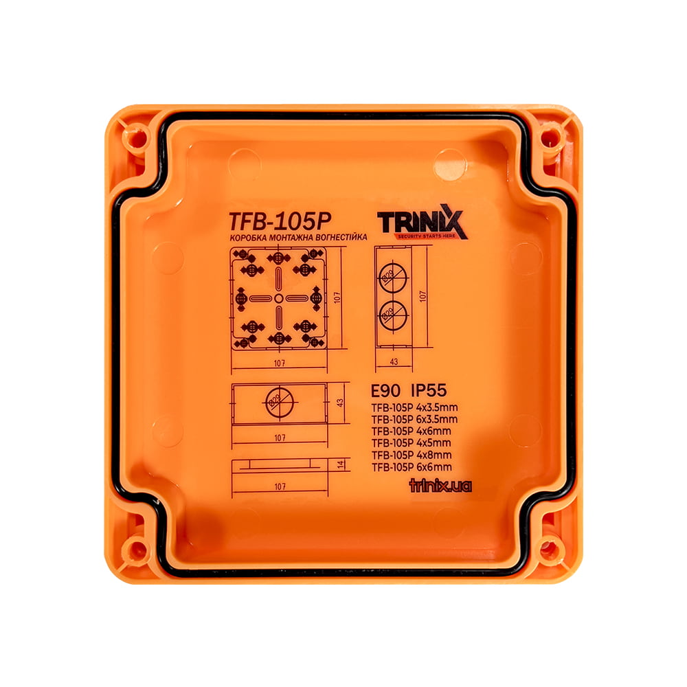 Вогнестійка розподільна коробка Trinix TFB-105P 6x3.5